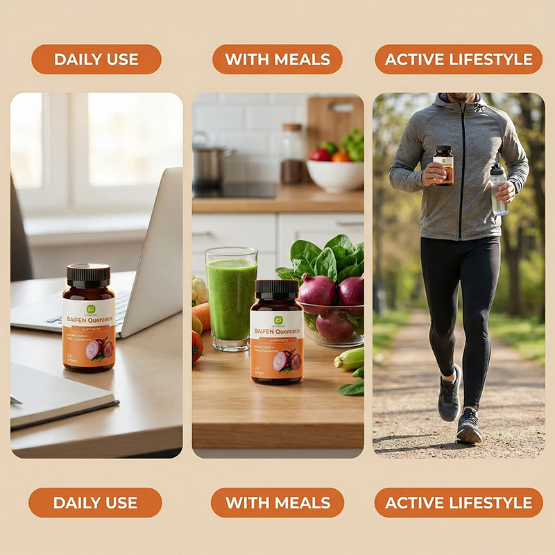 Quercetin soft capsules and daily meals